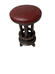 Six Art Deco Amsterdamse School Stools with Leather Tops, 1920s